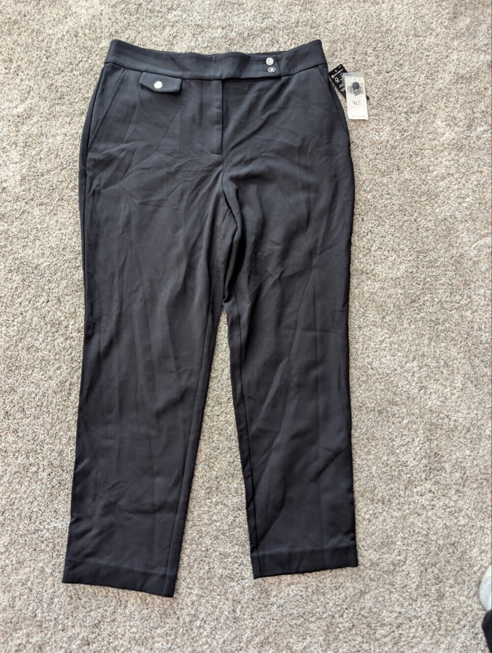 NWT Lauren Ralph Lauren Black Ankle Trousers Dress Pants Size L